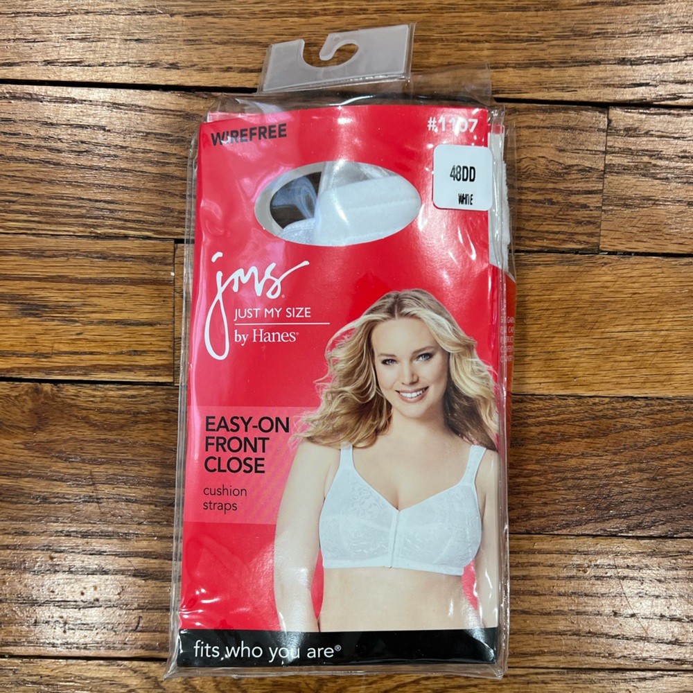 Just My Size Hanes Front Closure Bra Size 48DD Easy-On White - Picture 3 of 8